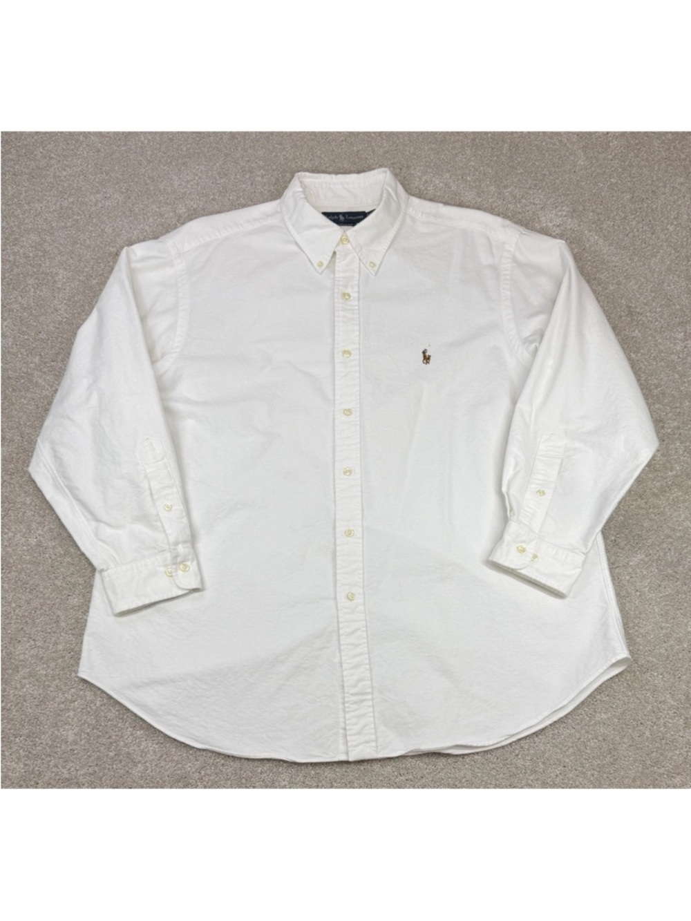 Ralph Lauren Men’s White Button-Down Oxford Shirt with Polo Logo